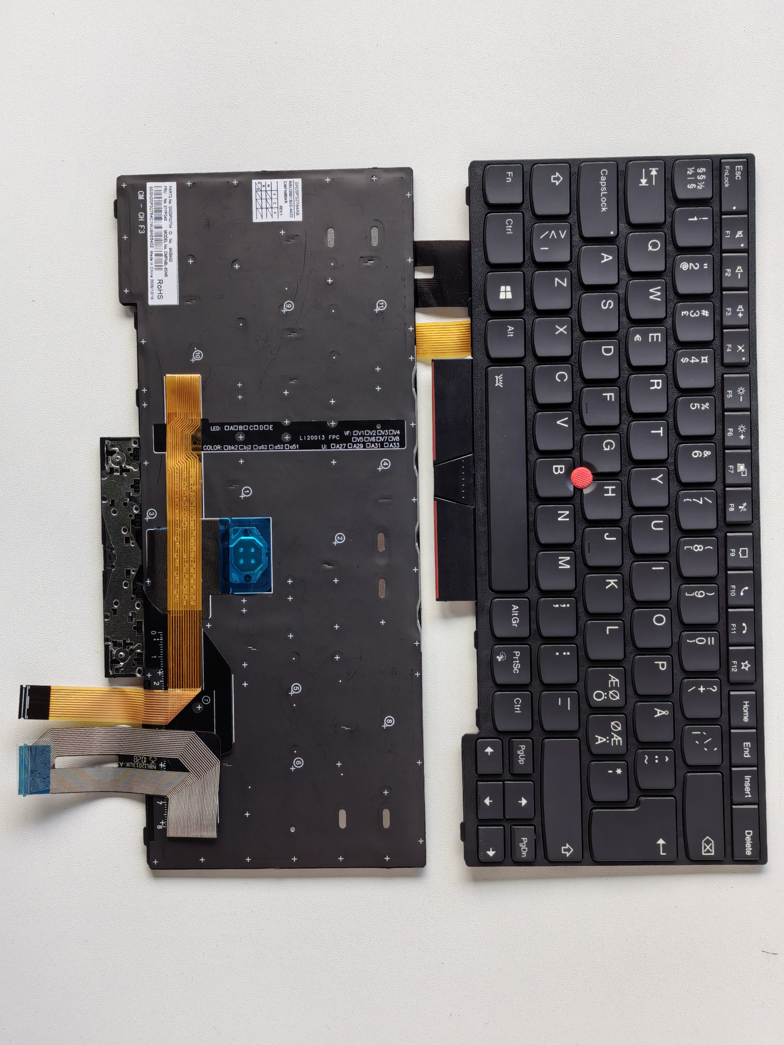 Picture of New Replacement Laptop Keyboard For IBM T14/P14S GEN1/T14 GEN1/T14 GEN2 BLACK FRAME BLACK With Point Backlit (OEM) Other Language Layout